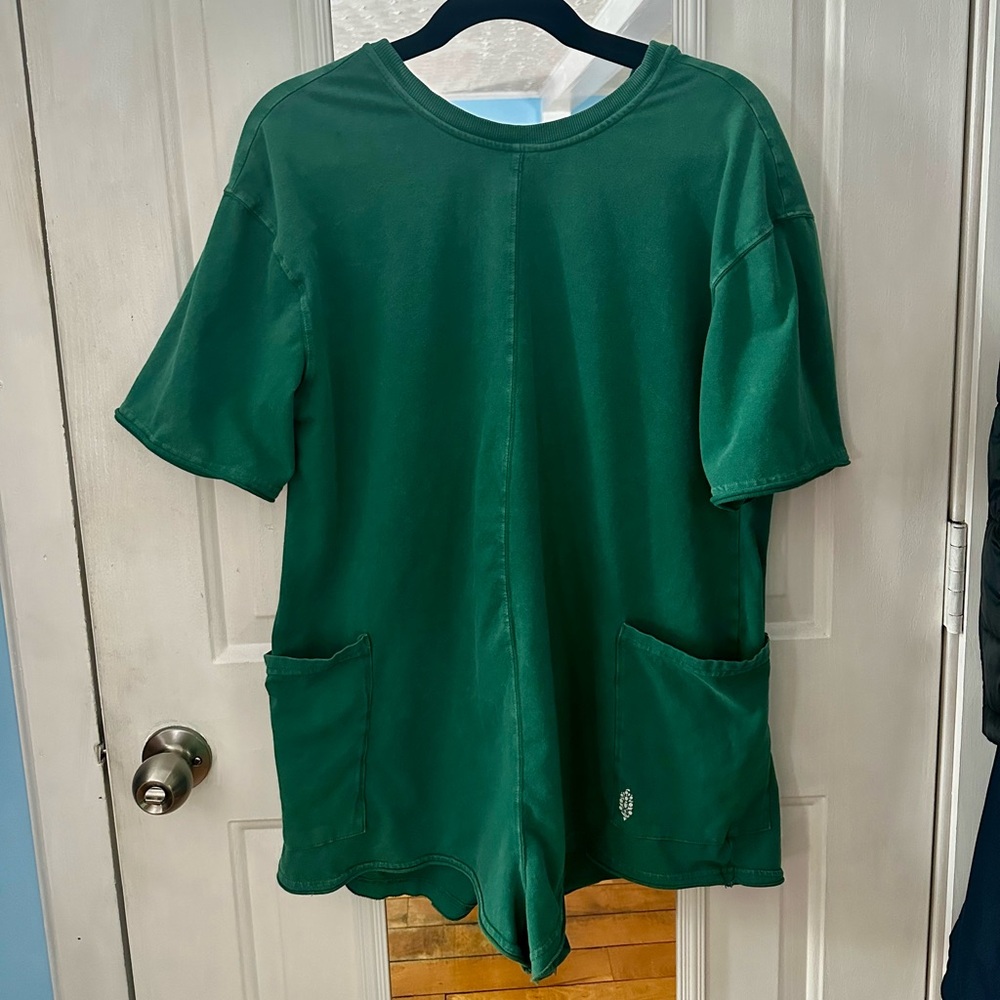FP Movement by Free People Hot Shot Tee Romper - Size S (Small) - Heritage Green